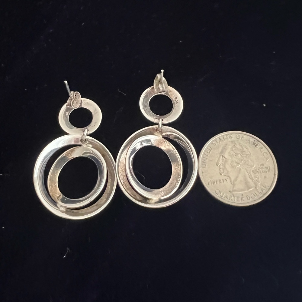 Artisan Sterling Silver Hoop Earrings - Picture 3 of 3